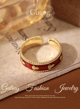 古婷复古红色葫芦开口戒指女轻奢高级感指环2025新款爆款食指素戒