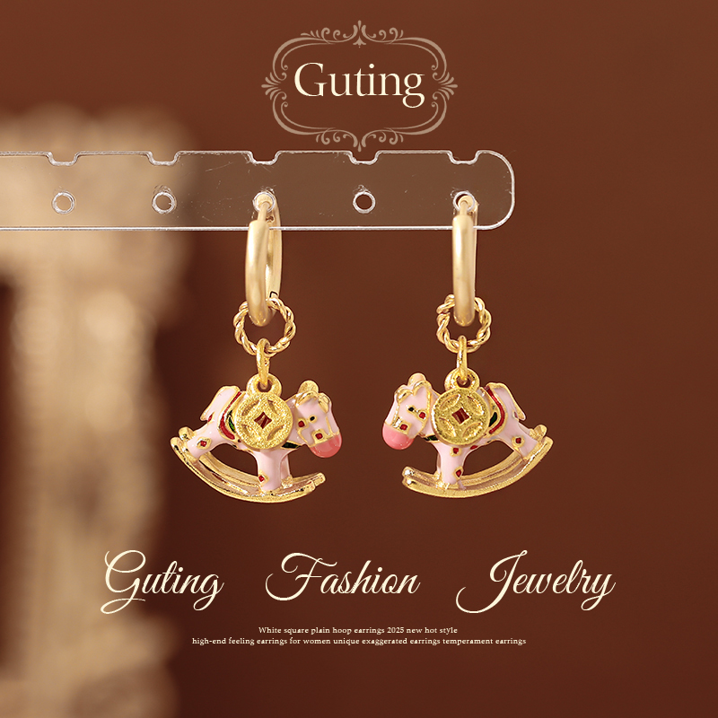 古婷新中式木马耳坠耳环高级感