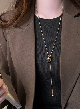 古婷金色桃心虎眼石项链高级感