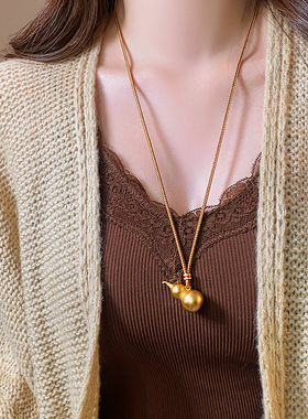 古婷古法沙金葫芦吊坠项链高级感