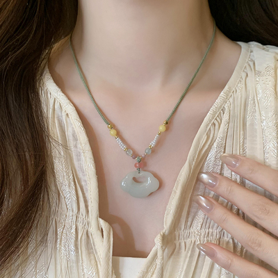 古婷天山翠如意锁项链高级感