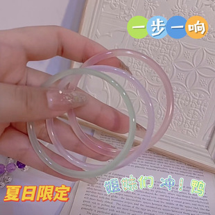 小红书抖音同款推荐细条手镯一步一响叮当镯闺蜜款仿玉髓叮当镯女