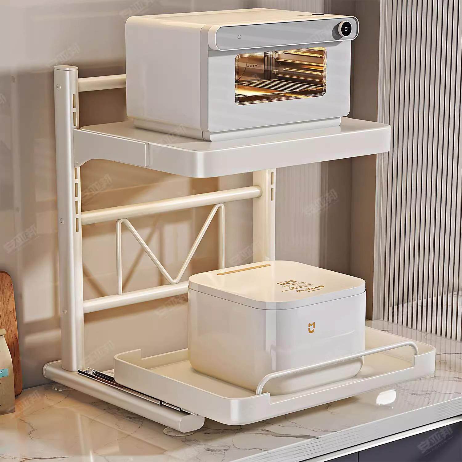 微波炉厨房置物架落地多层缝隙夹缝多功能分层架子收纳烤箱锅具柜