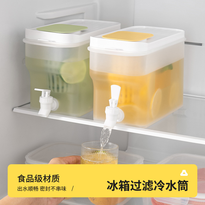 4L大容量冷水壶带龙头不漏水饮料桶水果茶桶泡茶耐高温冷饮凉水桶