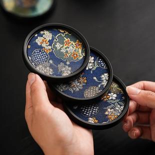 布艺吸水杯垫国风新中式 复古功夫茶具速干茶杯托茶桌隔热杯垫