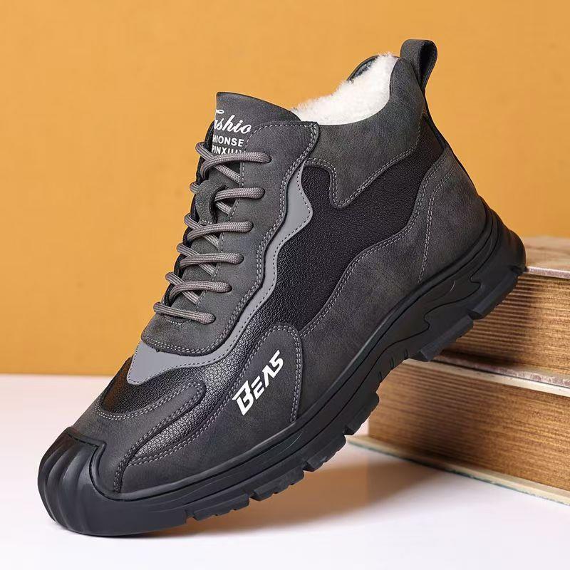 棉鞋男士冬季防寒加绒羊绒保暖加厚真皮户外运动休闲防滑雪地棉靴