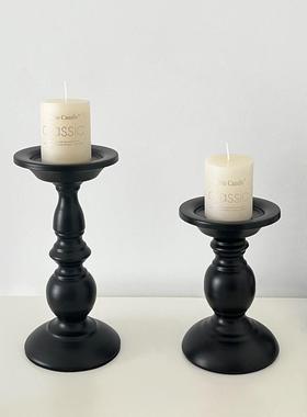 美式黑色复古铁艺香薰蜡烛台婚庆摆件餐桌氛围感家用装饰源头厂家