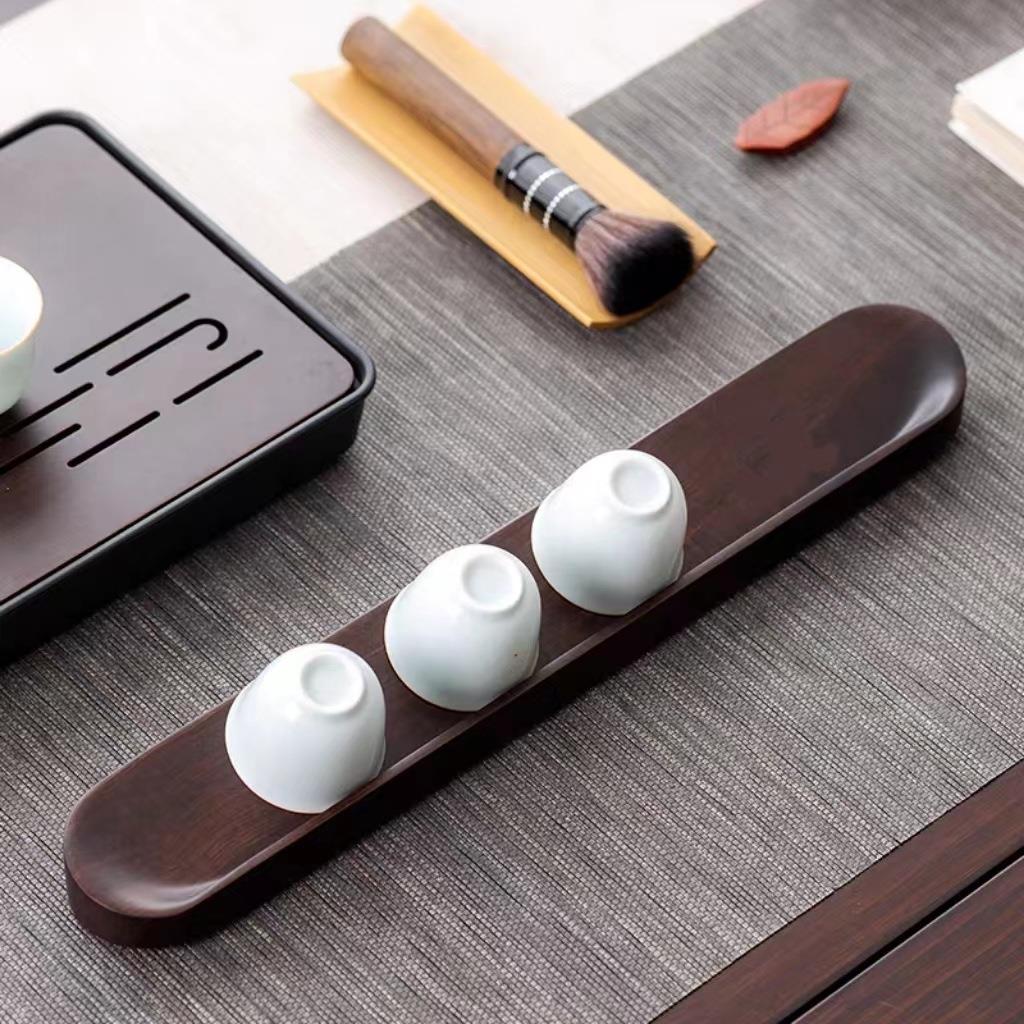 黑胡桃圆角杯架单层晾杯架茶具沥水置物架杯托茶道配件雅致实木