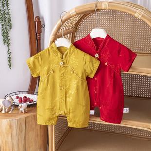 百天周岁礼服柔软休闲 男女宝宝哈衣爬服新中式 2025夏季 新款