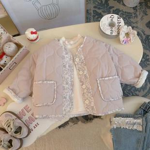 棉服女宝小香风加厚外套 时尚 女童2025秋冬季 加厚洋气可爱棉服韩版