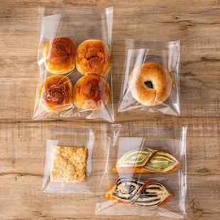 面包自封袋透明一次性食品袋吐司麻薯甜甜圈烘焙用早餐打包袋自粘