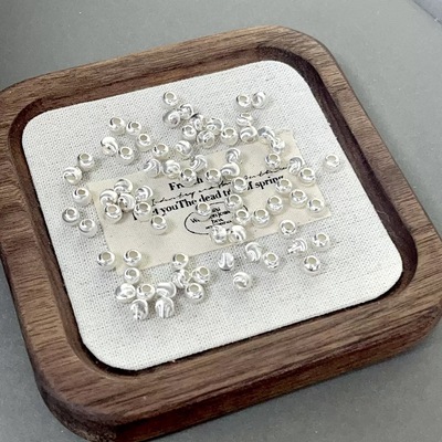 S999足银重工拉丝系列猫眼圆珠Diy饰品配件项链手链串珠 隔珠散珠