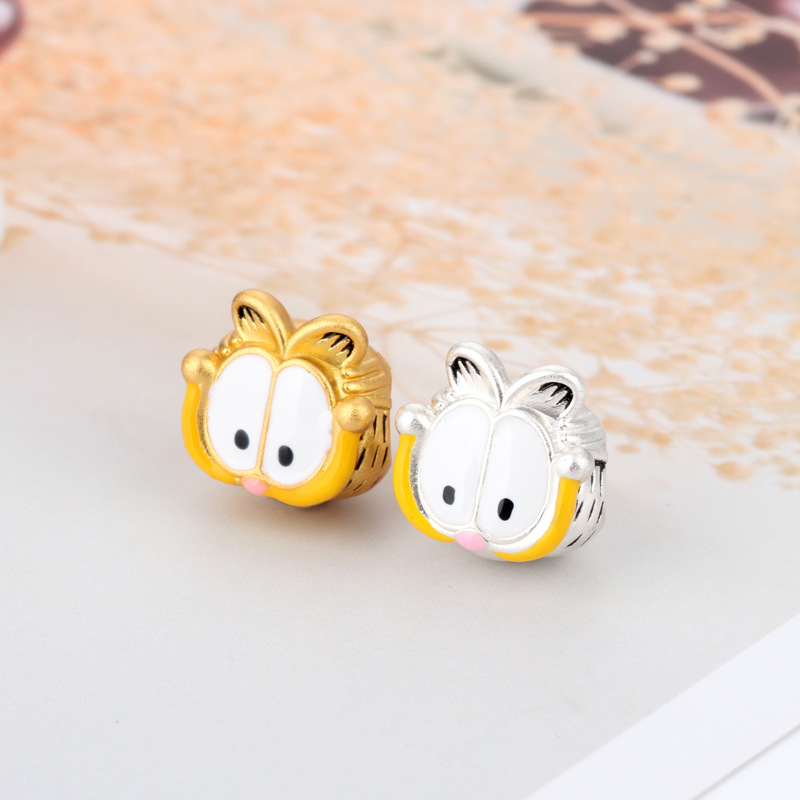 新款来袭3D硬银加菲猫打孔串珠