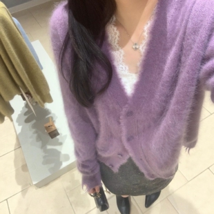 复古破边设计绵羊毛拉毛针织开衫 超温柔百搭款 秋冬新品 LM家高品