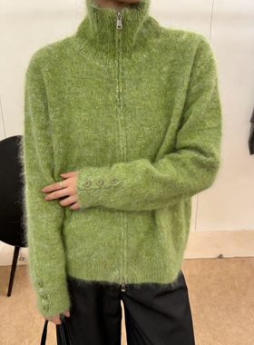 LM家高品  26年新品简约轻奢风软糯羊毛羊绒高领拉链毛衣开衫