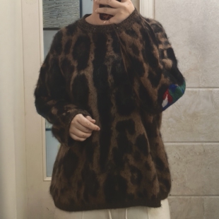 豹纹羊毛羊绒毛衣 慵懒风超大牌百搭设计款 LM家高品 新年新衣时尚