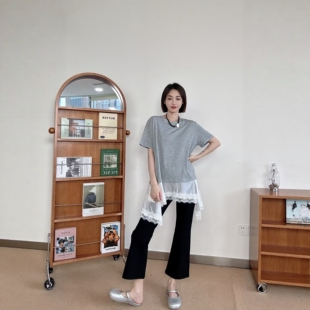 巨显瘦定制超薄高弹莱卡棉百搭微喇八分纸片裤 新品 夏季 LM家高品