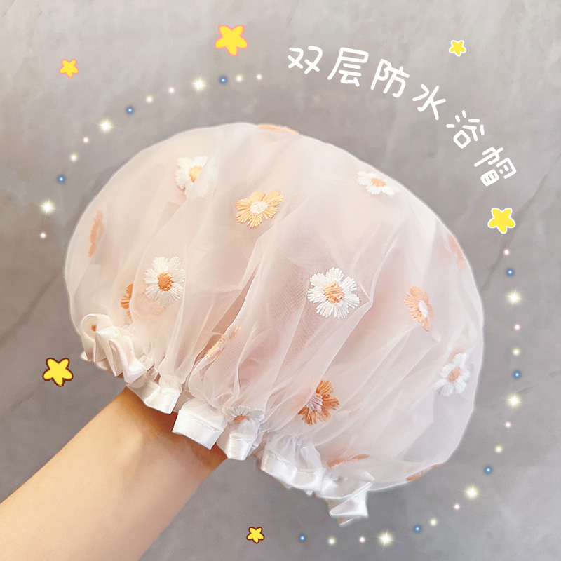 双层浴帽女防水洗澡家用儿童淋浴沐浴帽厨房专用防油烟发套头套帽