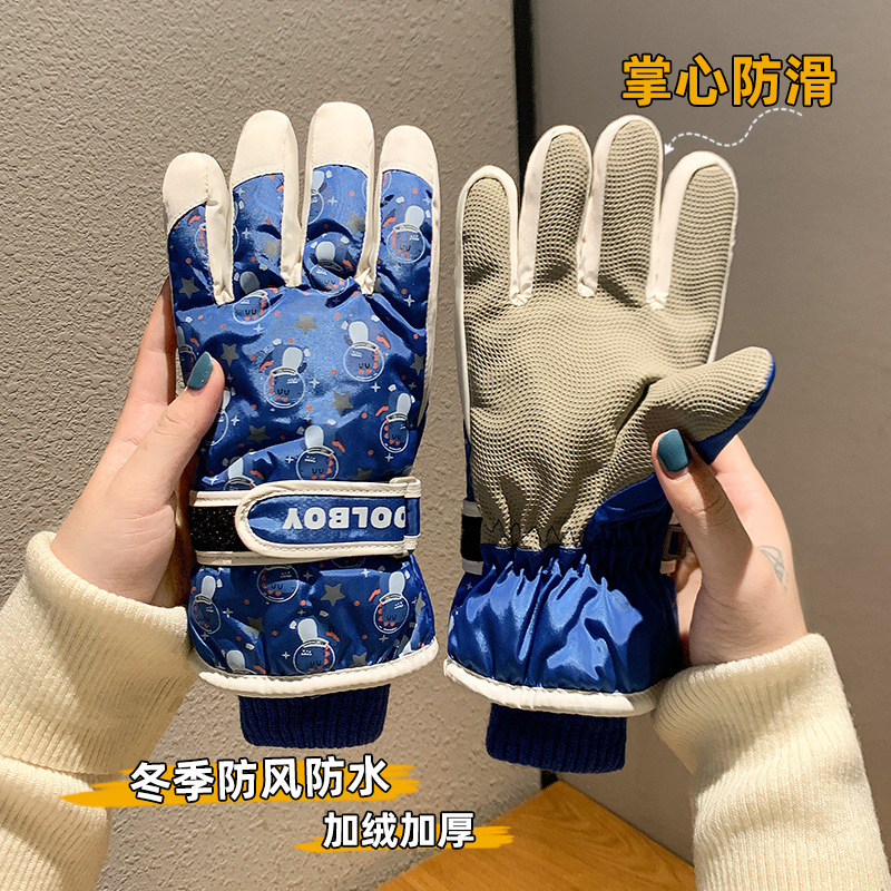 儿童滑雪手套冬季保暖加绒加厚男