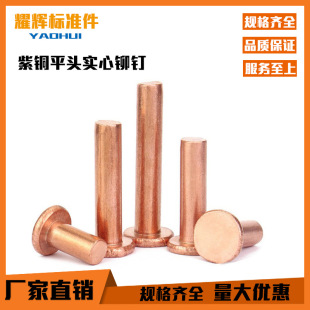 GB109M2M2.5M3M4M5M6M8敲击式 紫铜平头实心铆钉 平帽平头铜钉