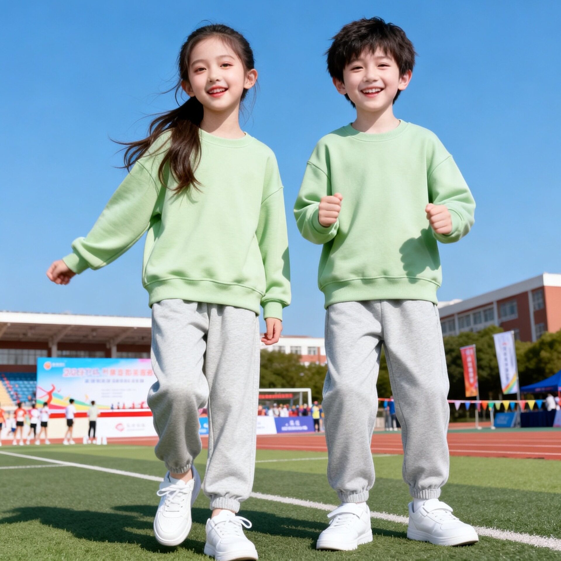 儿童加绒卫衣卫裤班服套装
