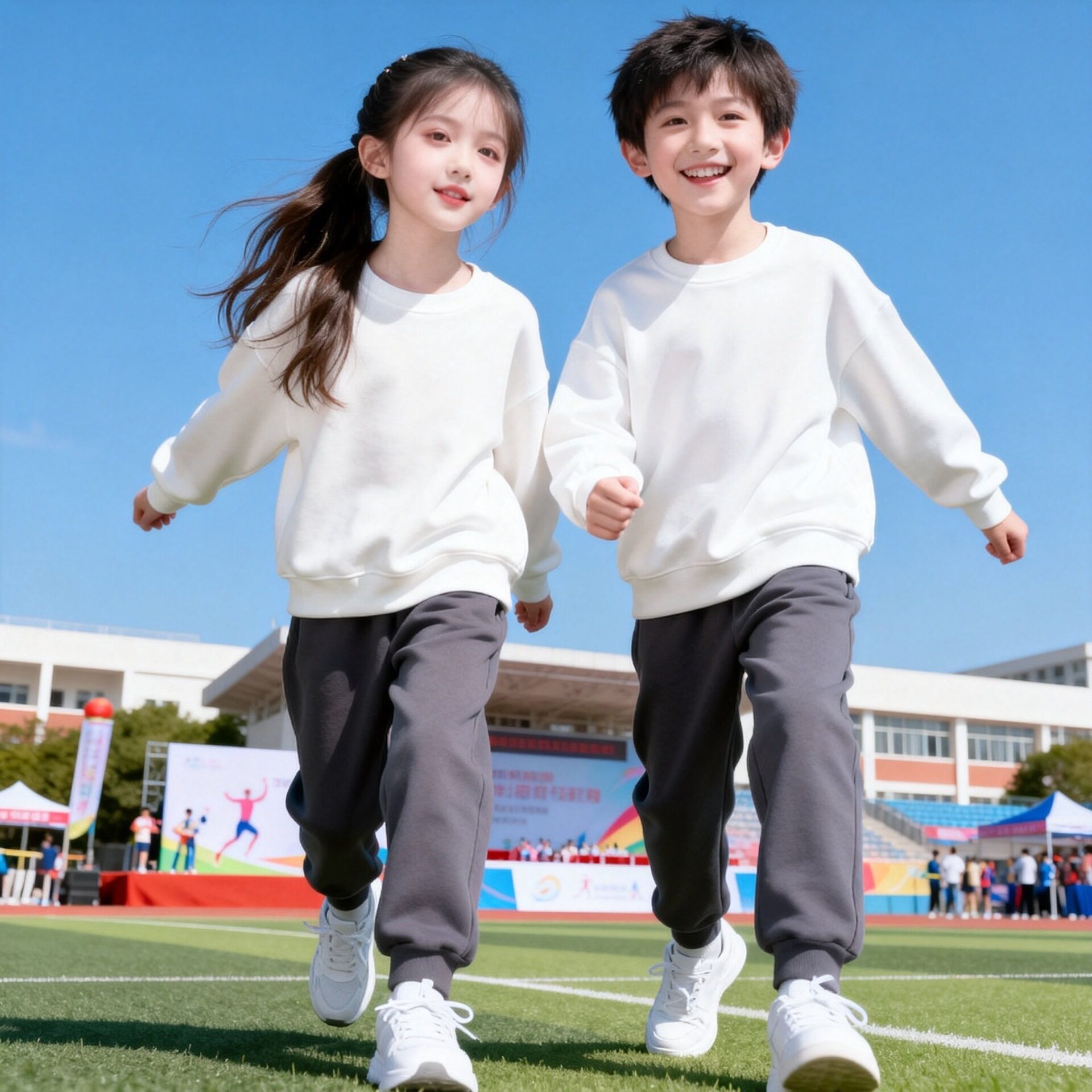 学生秋冬加绒保暖卫衣卫裤套装
