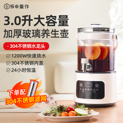 坂田釜作养生壶多功能电热烧水壶保温煮茶器3L大容量水龙头聚嗨桶