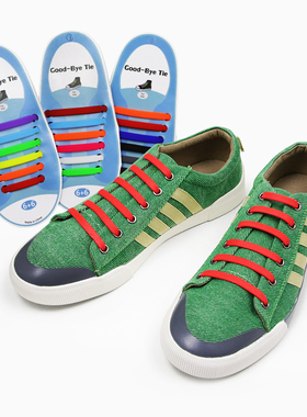 VING懒人硅胶弹性松紧运动休闲免系免绑儿童创意彩色T工字型鞋带