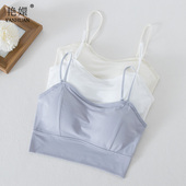 冰丝防走光抹胸吊带背心一体加厚胸垫小胸显大打底内搭美背内衣夏