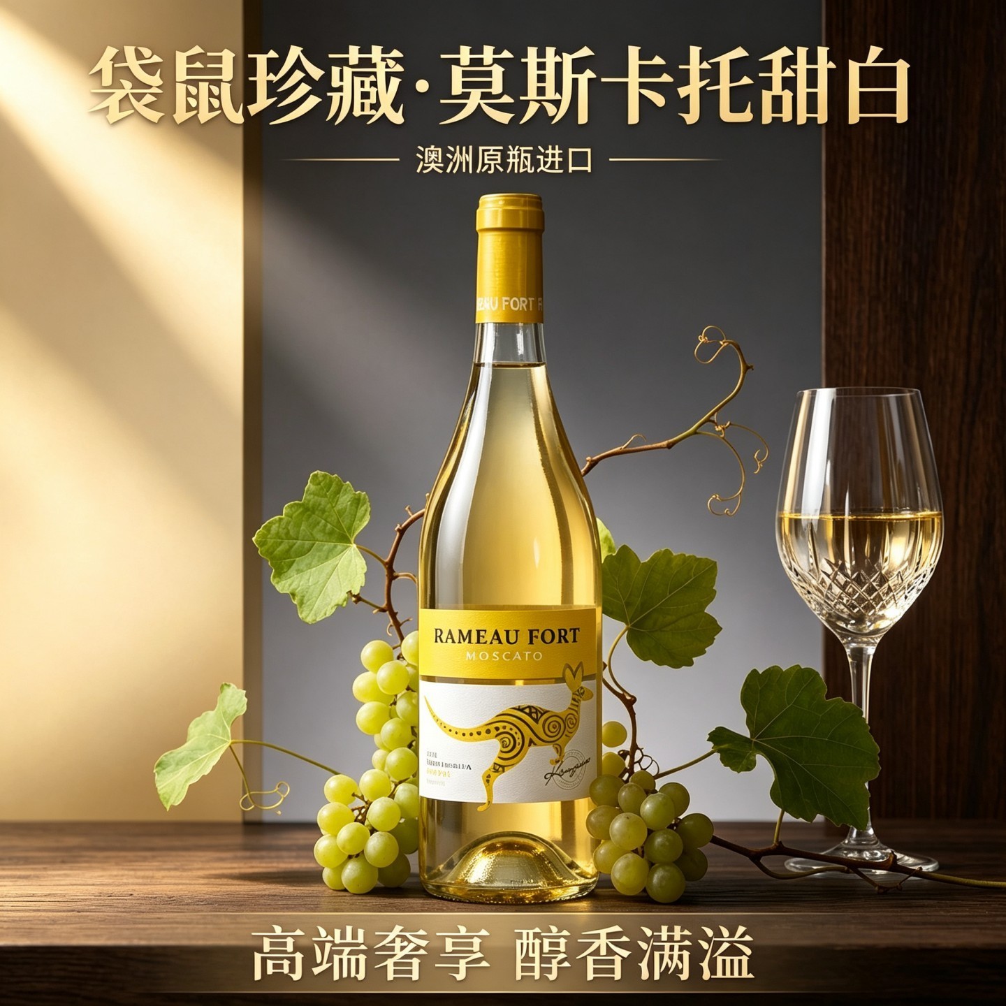 澳洲原瓶进口拉摩图堡袋鼠莫斯卡托甜白微醺女生小甜酒冰镇饮用佳