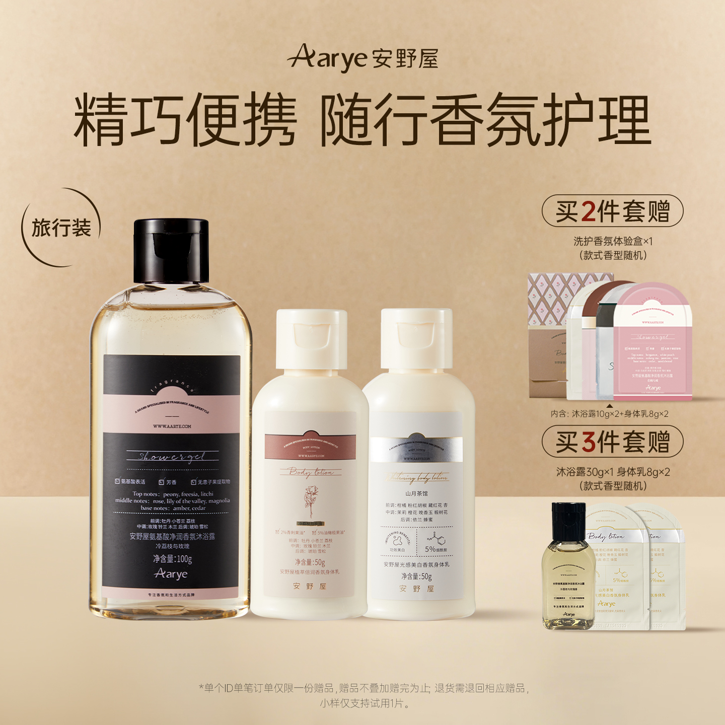 沐浴露100g身体乳50g便携旅行装