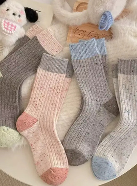 秋冬新款防滑韩版袜子女点子纱中筒袜撞色拼接加厚长袜SW-B985