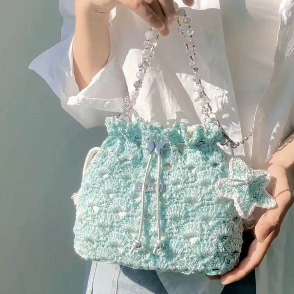 手工编织夏日海浪束口成品