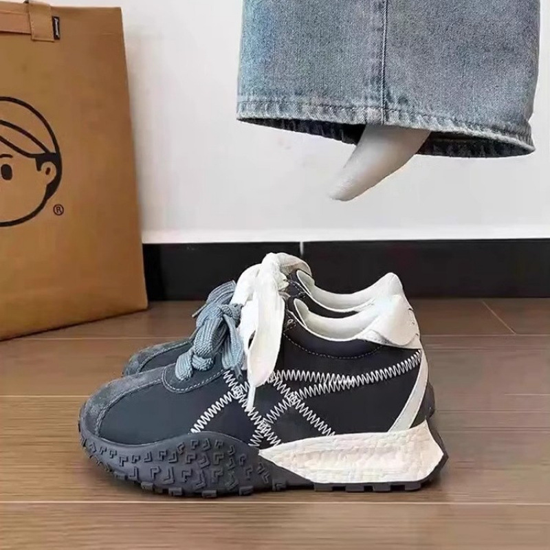 复古拼色增高德训鞋女2025春季新款时尚厚底运动休闲阿甘老爹鞋