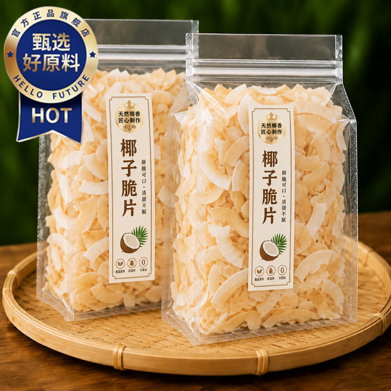 海南椰子片特产椰子脆片烘焙即食原味烤椰子休闲零食官方旗舰店