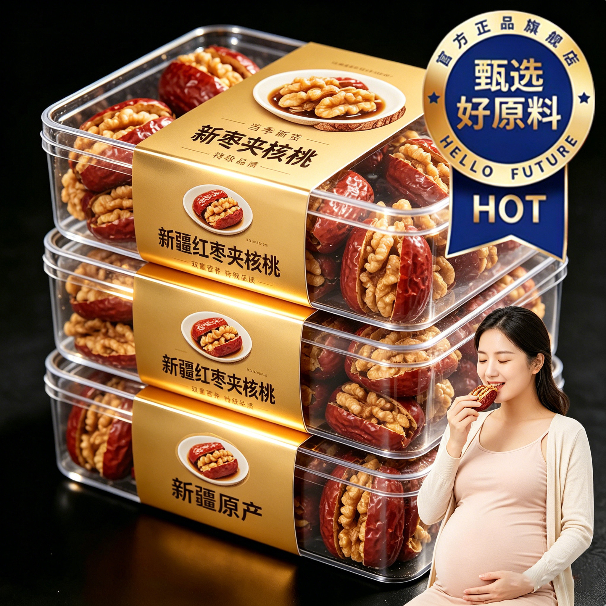 新疆红枣夹核桃独立包装孕妇零食夹心新疆特产大枣干果官方旗舰店