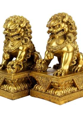 铜宫门狮摆件一对铜狮子摆件办公室门口北京狮故宫狮家居工艺摆件