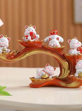 创意招财猫摆件客厅玄关酒柜家居装饰品办公室桌面摆设乔迁礼品