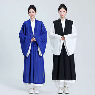 武当山道袍三清领长款明制大袖道服太极服男女款披风改良汉服马甲