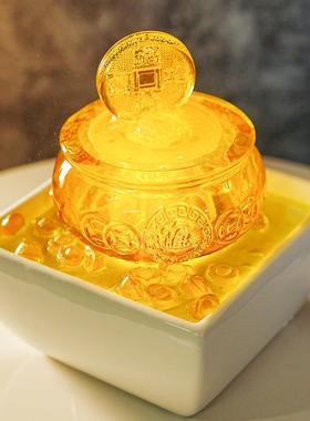 流水摆件循环水招财客厅小型桌面聚宝盆装饰造景风水轮办公室礼物