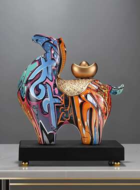 彩色马上有钱马摆件高档办公室装饰品玄关客厅电视柜乔迁开业礼物