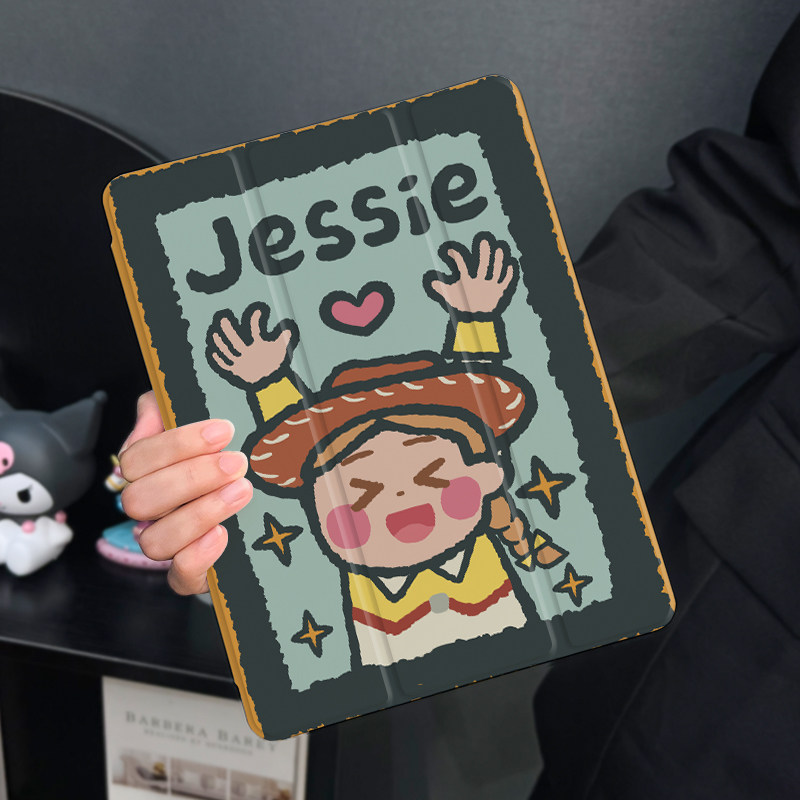 可爱杰西适用于ipad10保护套air6/4/3平板壳2025苹果第九代13英寸10代mini6三折硅胶ipadpro11/12.9寸笔槽女