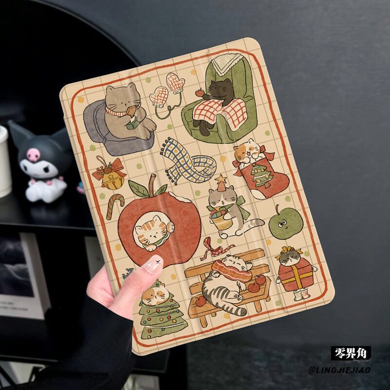 涂鸦小猫适用于华为matepad10.4保护套带笔槽2025新款matepadpro10.8保护壳硅胶11寸全包软边荣耀平板7三折式