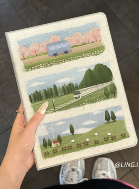 适用于ipad9保护套air5书本式苹果ipad10笔槽8平板2025防摔10.9樱花风景mini4壳Pro2021硅胶第九代新款6八5软