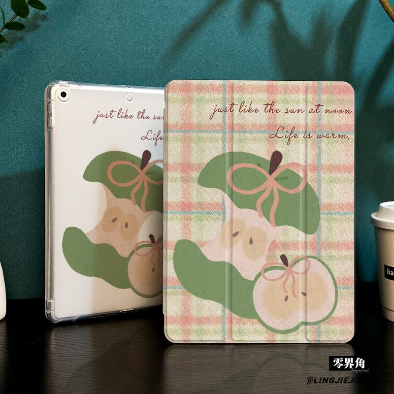 绿色苹果适用于ipadmini7保护壳ipad10/9平板壳11代2025苹果air8/6/5九代带笔槽13寸硅胶pro11全包mini7迷你6