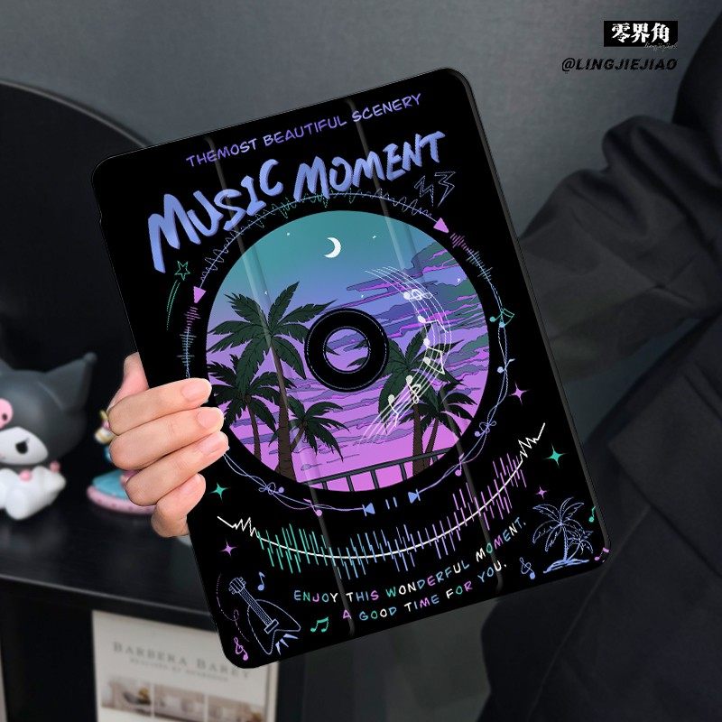 紫色唱片适用于ipad10保护套air7/6/5平板壳2025苹果11代第九13寸10代mini7三折硅胶ipadpro11/12.9寸带笔槽5