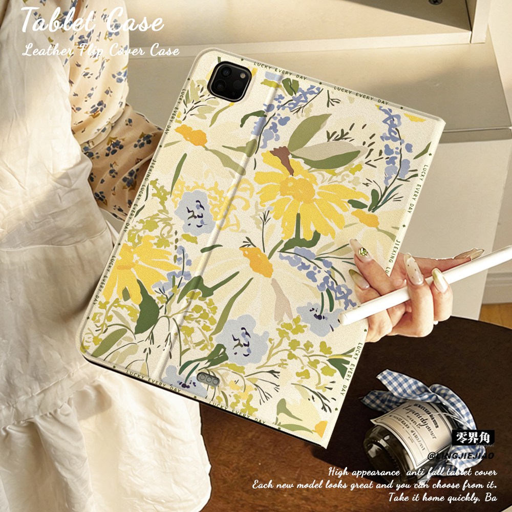 黄花漫野适用ipad11保护壳2026新款笔槽10.9寸苹果air8/7/6平板套mini6书本pro11全包2018防摔12.9九代iPad10