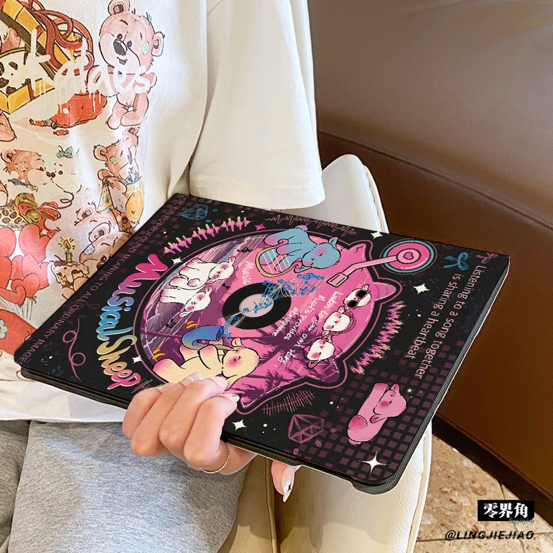 适用于ipad9保护套air6/5书本式苹果iPad10笔槽8七平板壳2025新款10.9音乐小羊mini7壳Pro2022硅胶第九代6八5