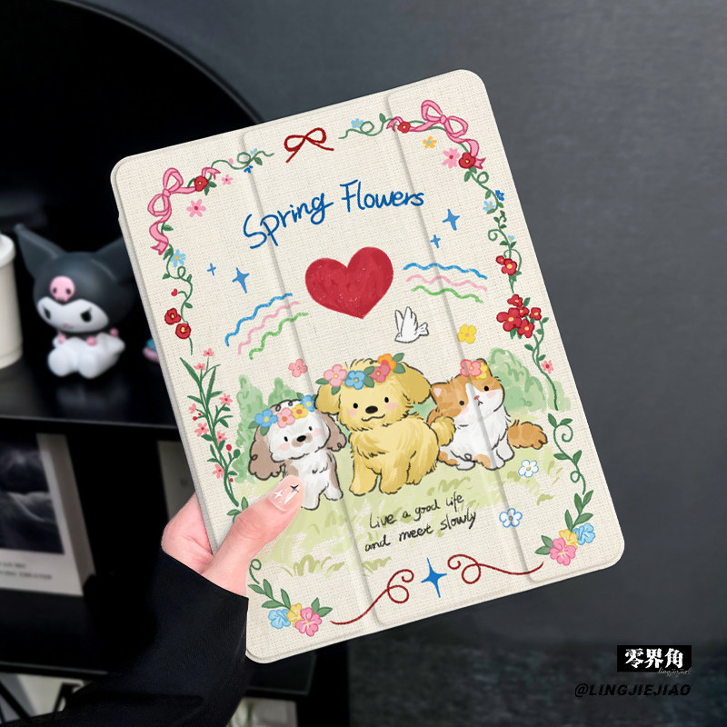 小猫花环适用于华为matepad10.4保护套带笔槽2025新款matepadpro10.8保护壳硅胶11寸全包软边荣耀平板7三折式