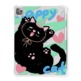 【送钢化膜】适用于ipad10保护套2022新款air5/2平板壳mini6/4笔槽第9代九2018透明pro11萌宠猫咪苹果Air4软